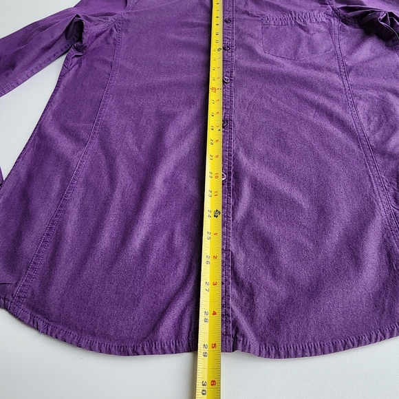 Twice Mens Long Sleeves Button Up Shirt Purple 100% Cotton Sz M - Picture 4 of 10